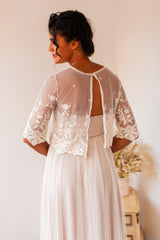Crop top de novia de tul bordado - Jane Crop top
