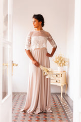 Crop top de novia de tul bordado - Jane Crop top