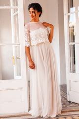 Vestido de novia eterno con top de tul bordado - Jane Bohemian