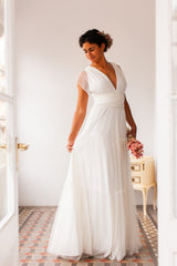 Vestido de novia con falda de tul escalonada para verano - Gala Vintage