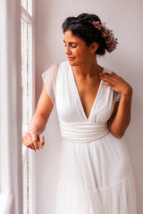 Vestido de novia con falda de tul escalonada para verano - Gala Vintage