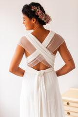 Vestido de novia con falda de tul escalonada para verano - Gala Vintage