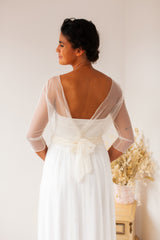 Chaqueta de novia multiposición de suave tul marfil - Frida Tul Bolero