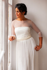 Chaqueta de novia multiposición de suave tul marfil - Frida Tul Bolero