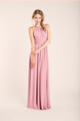 Romantic powder pink bridesmaid dress, long light pink infinity dress, blush pink dresses, pink long dress, light pink wedding d