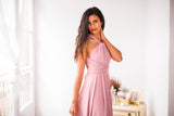 Romantic powder pink bridesmaid dress, long light pink infinity dress, blush pink dresses, pink long dress, light pink wedding d