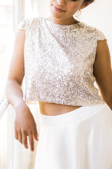 Glamuroso vestido de novia con top de lentejuelas y falda de tul - Jane Rustic