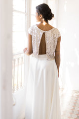 Glamuroso vestido de novia con top de lentejuelas y falda de tul - Jane Rustic