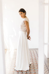 Glamuroso vestido de novia con top de lentejuelas y falda de tul - Jane Rustic