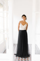 Glamuroso vestido de novia con top de lentejuelas y falda de tul - Jane Rustic