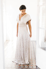 Vestido de novia plisado de encaje, Gala Rustic