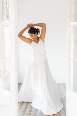 Falda larga sencilla color champagne - Falda Essential