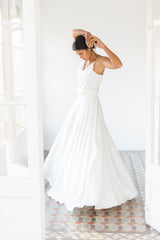 Falda larga sencilla color champagne - Falda Essential