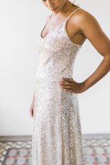 Falda larga sencilla color champagne - Falda Essential