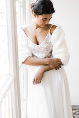 Glamuroso vestido de novia con top de lentejuelas y falda de tul - Jane Rustic