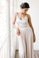 Glamuroso vestido de novia con top de lentejuelas y falda de tul - Jane Rustic