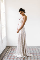 Glamuroso vestido de novia con top de lentejuelas y falda de tul - Jane Rustic