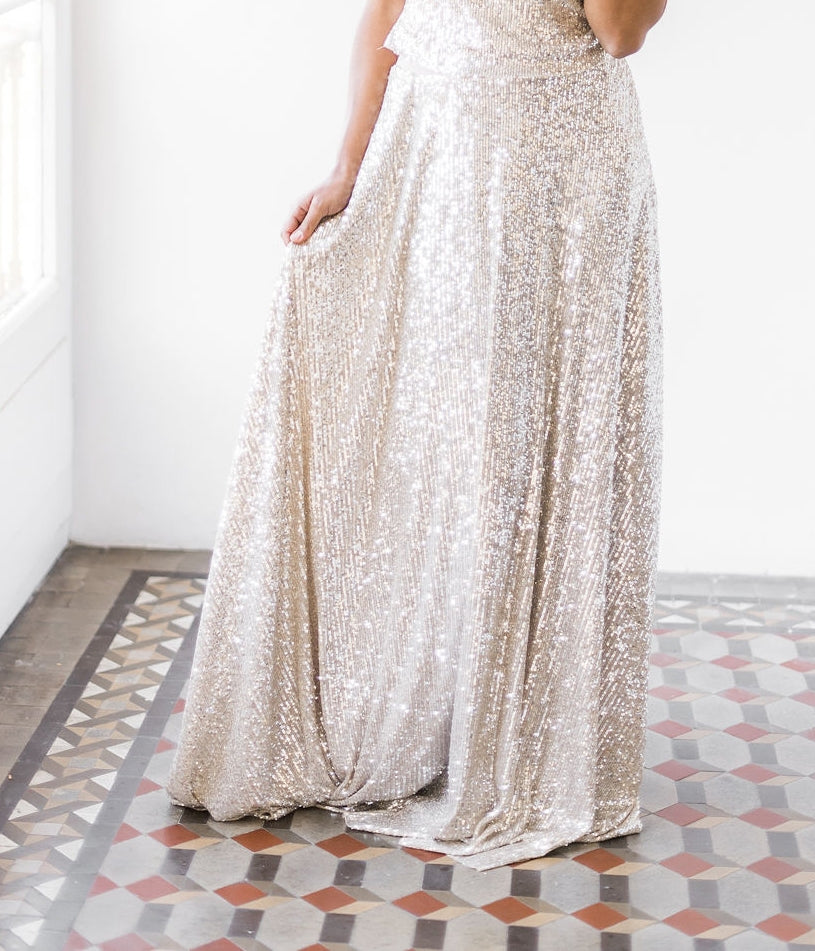 Falda larga sencilla color champagne - Falda Essential