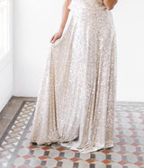 Falda larga sencilla color champagne - Falda Essential