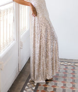 Falda larga sencilla color champagne - Falda Essential