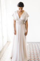 Glamuroso vestido de novia con top de lentejuelas y falda de tul - Jane Rustic