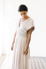 Glamuroso vestido de novia con top de lentejuelas y falda de tul - Jane Rustic