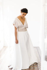 Glamuroso vestido de novia con top de lentejuelas y falda de tul - Jane Rustic