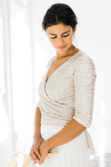 Glamuroso vestido de novia con top de lentejuelas y falda de tul - Jane Rustic