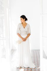 Glamuroso vestido de novia con top de lentejuelas y falda de tul - Jane Rustic