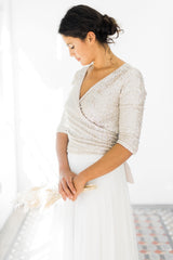 Glamuroso vestido de novia con top de lentejuelas y falda de tul - Jane Rustic