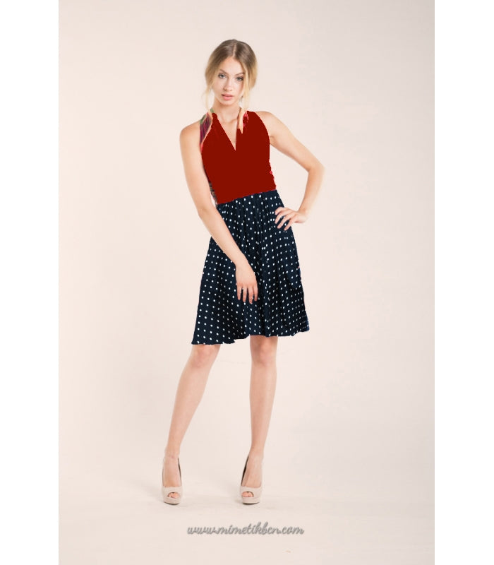 Vestido corto con topos estilo pin up - Gala Limited Edition Corto Granate
