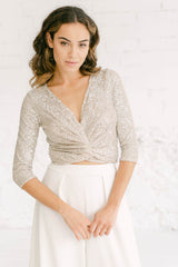 Long-sleeved sequin top for glam brides – Bolero Sequin