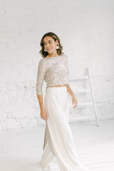 Long-sleeved sequin top for glam brides – Bolero Sequin