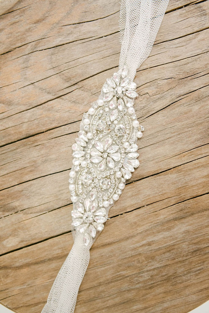 Cinturón de novia con pedrería y perlas | Cinturón brillante para vestido de novia