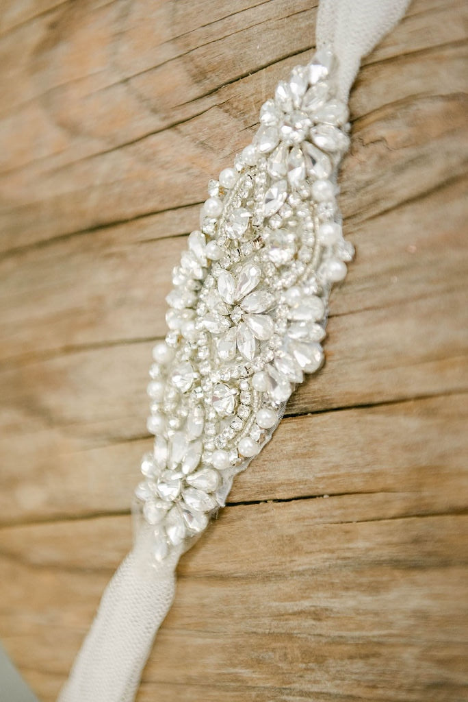 Cinturón de novia con pedrería y perlas | Cinturón brillante para vestido de novia