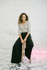 Wide-Leg Black High-Waist Palazzo Pants