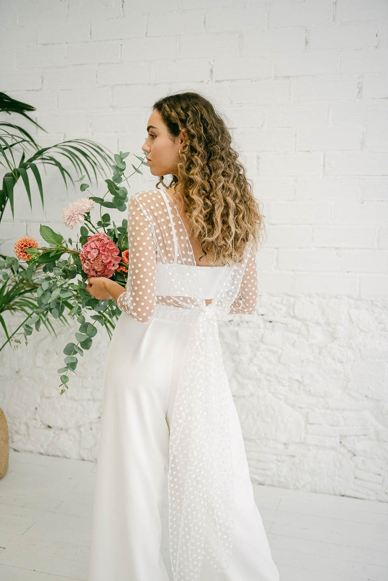 Bolero de Novia de Tul con Flores