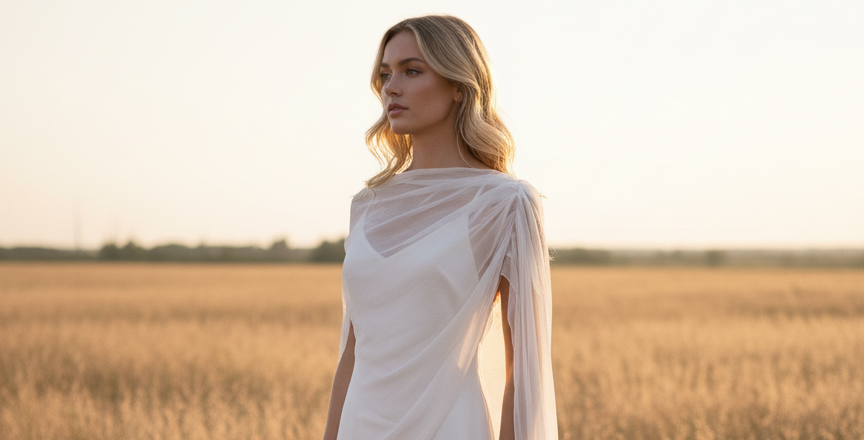 Capa de novia de bambula de seda | Capa boho para vestido de novia