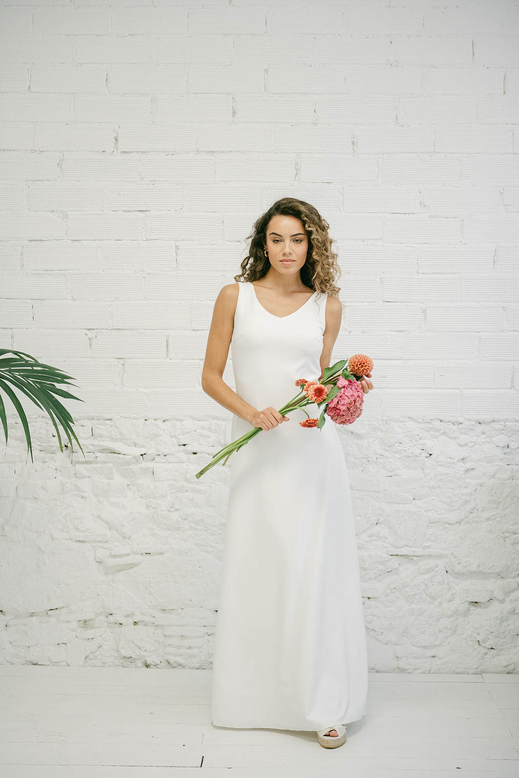 Long Wedding Dress with Open Back