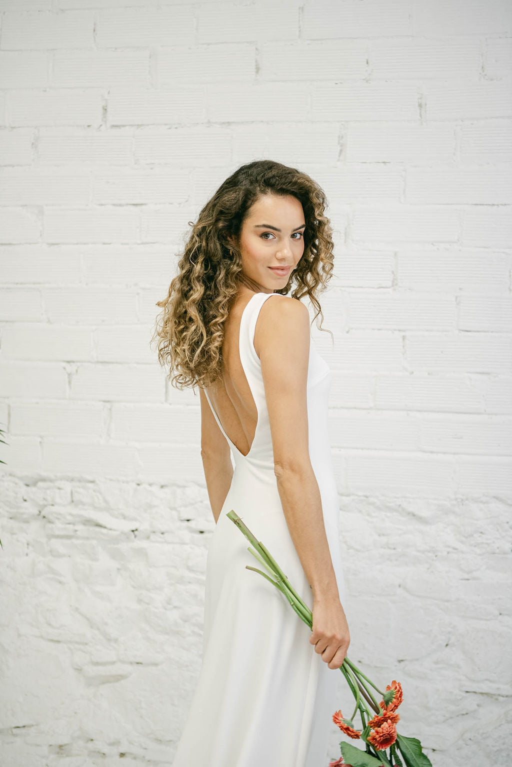 Long Wedding Dress with Open Back