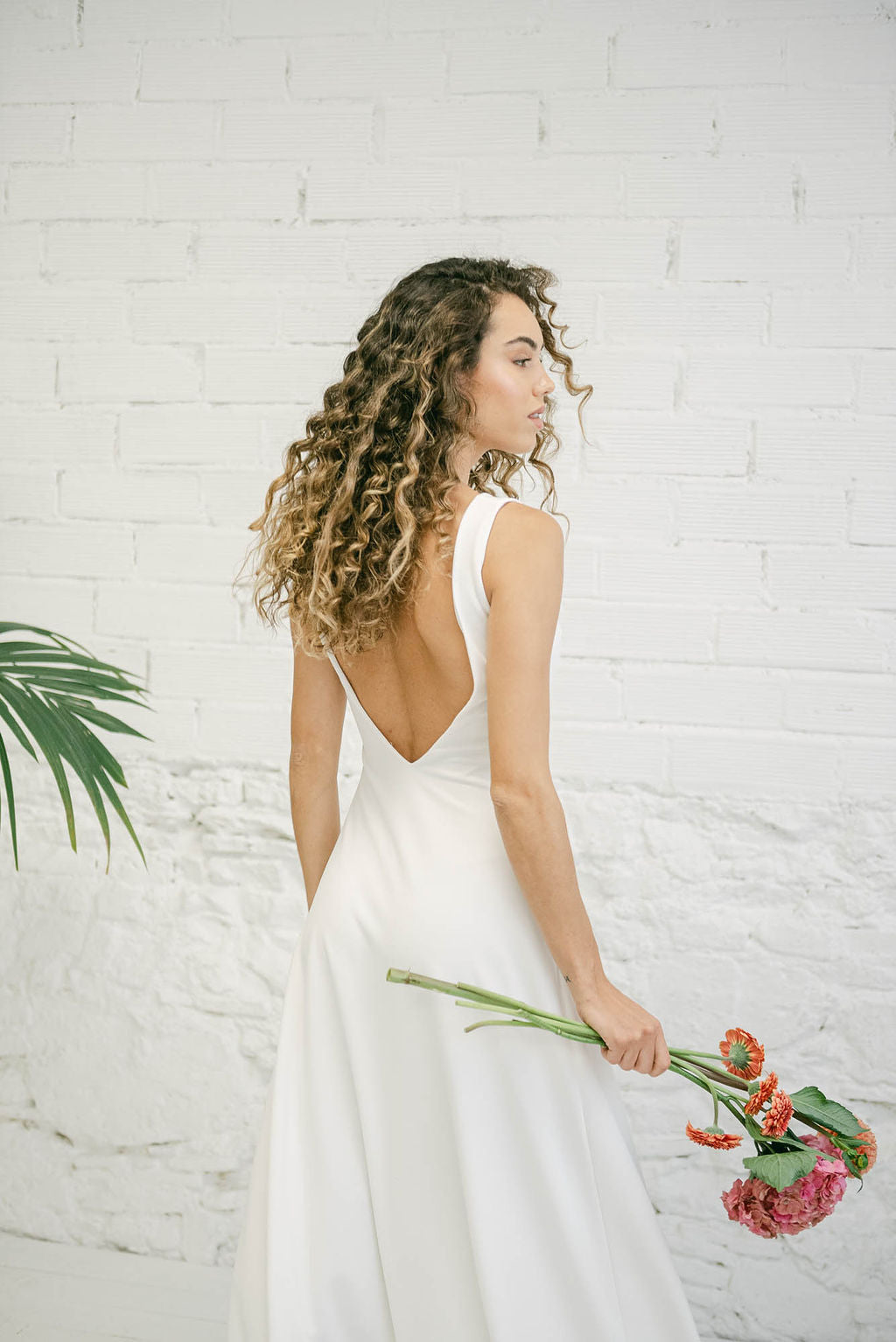 Long Wedding Dress with Open Back