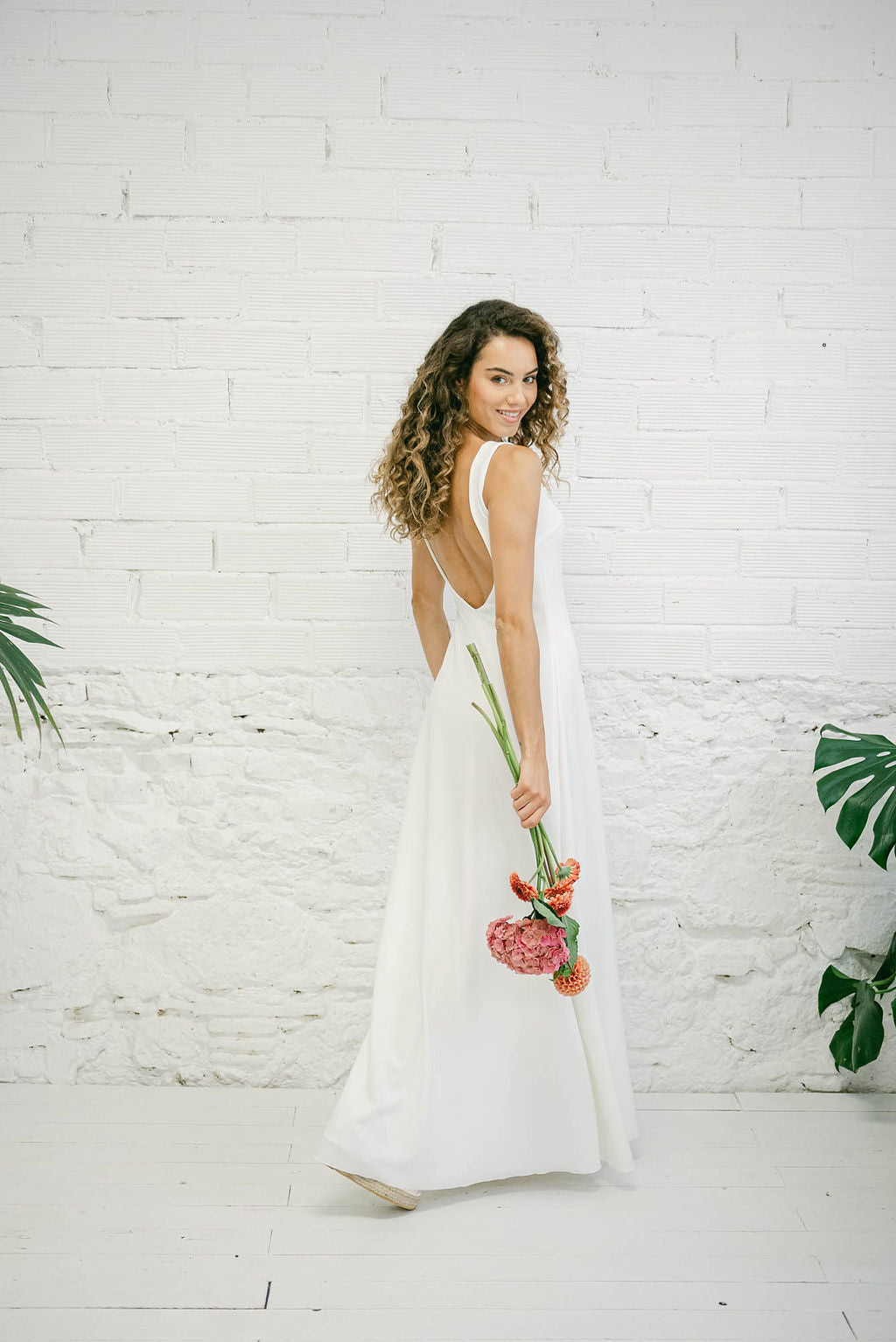Long Wedding Dress with Open Back