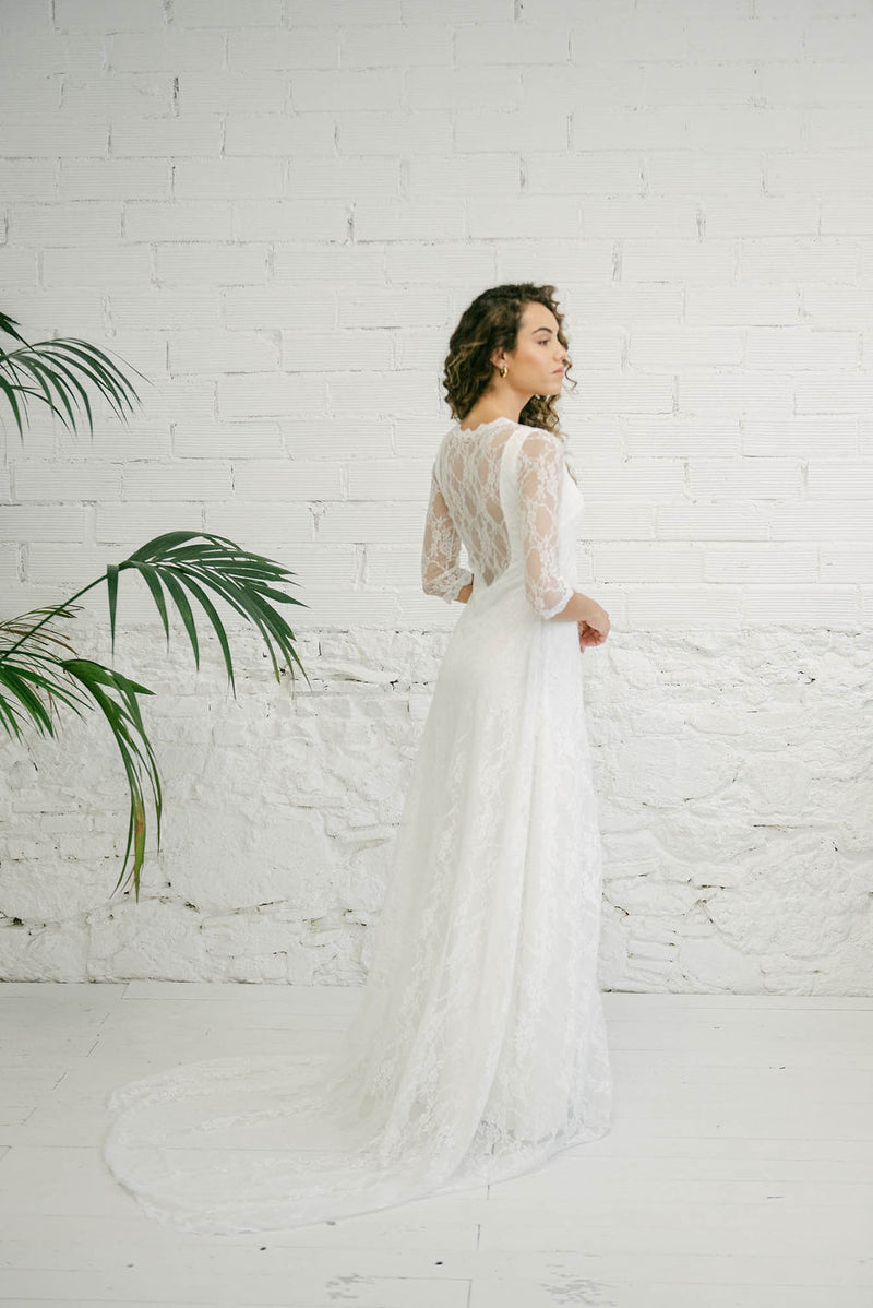 Wedding Dress with Lace Cape - Mimetik