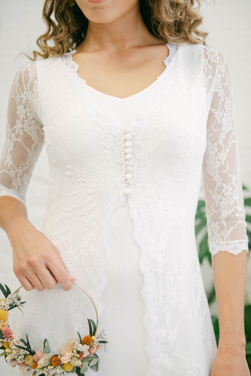 Wedding Dress with Lace Cape - Mimetik