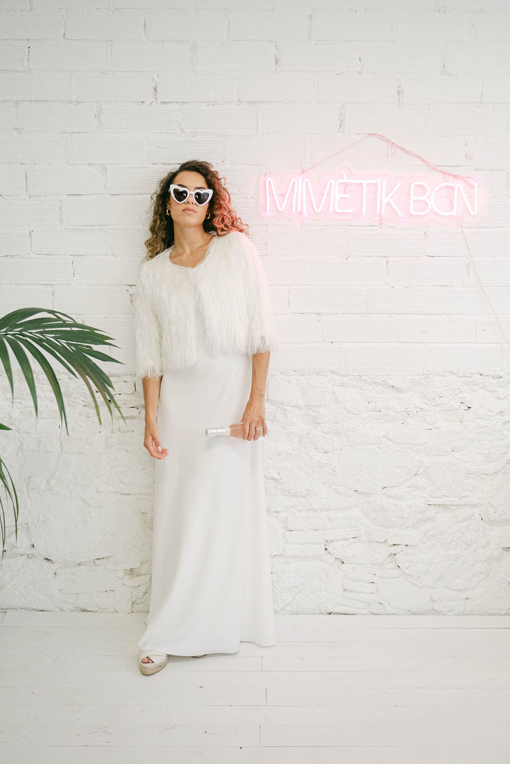 Wedding Dress with Fur Coat