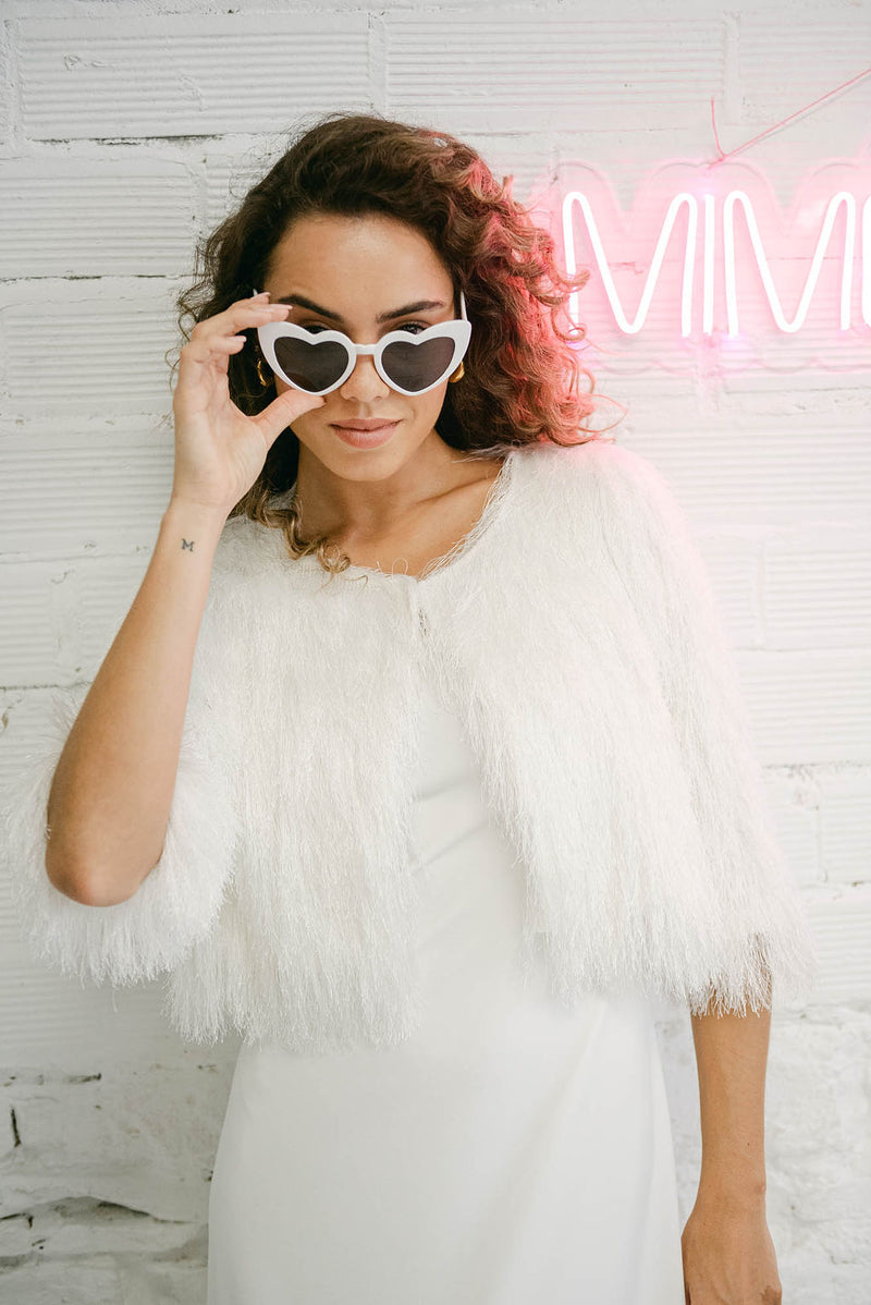 Vestido de Novia con Abrigo de Pelo