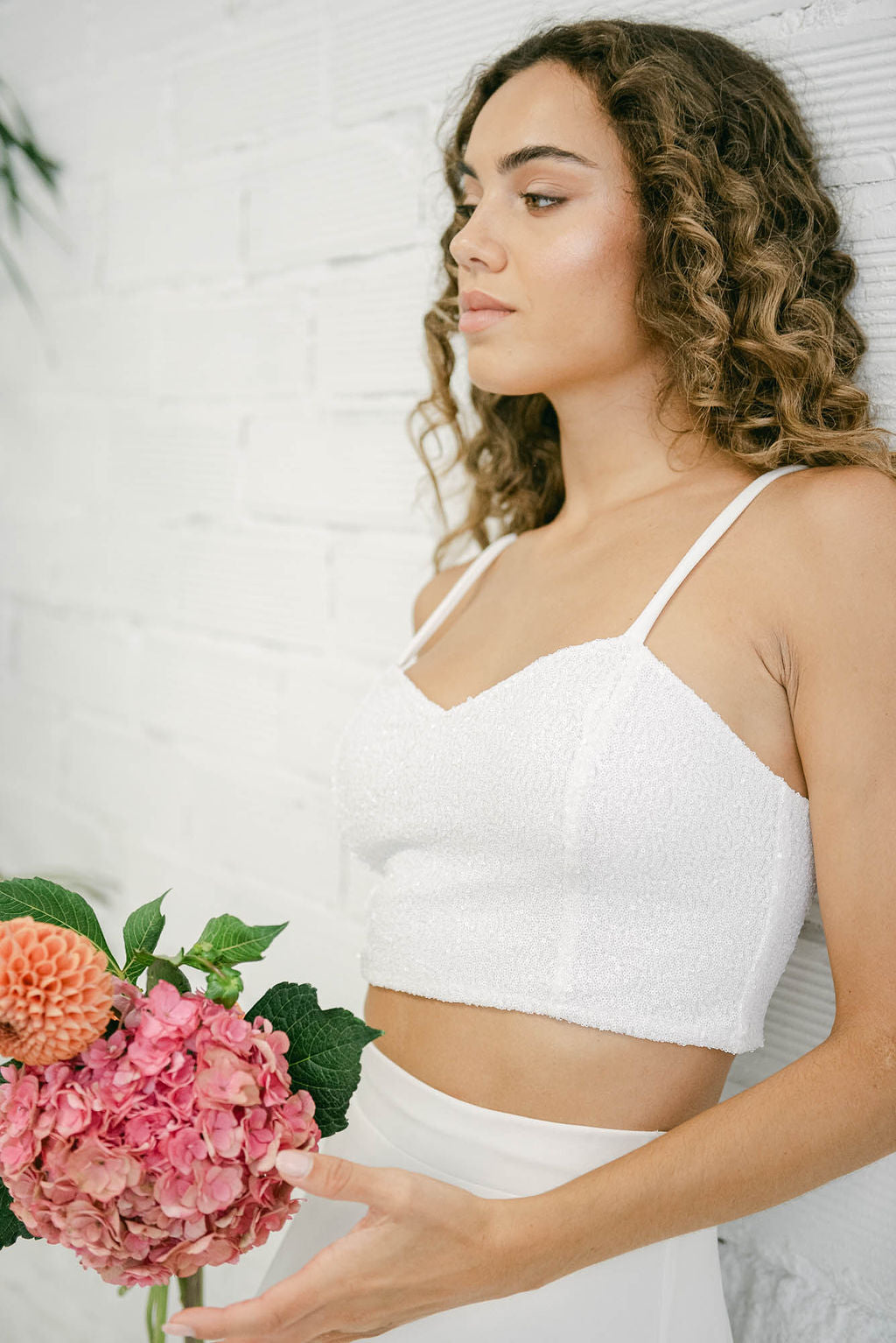 Two-Piece Wedding Dress - Sparkly Top and Flowy Skirt