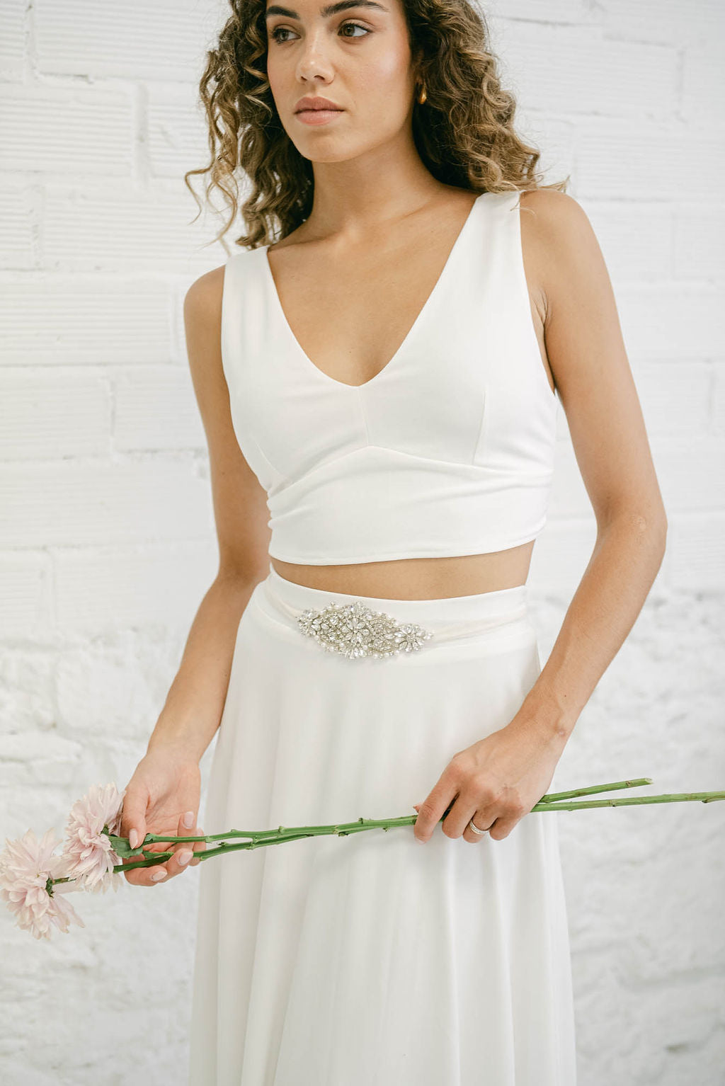 Wedding Dress with Short Top and Flowy Skirt - Mimètik