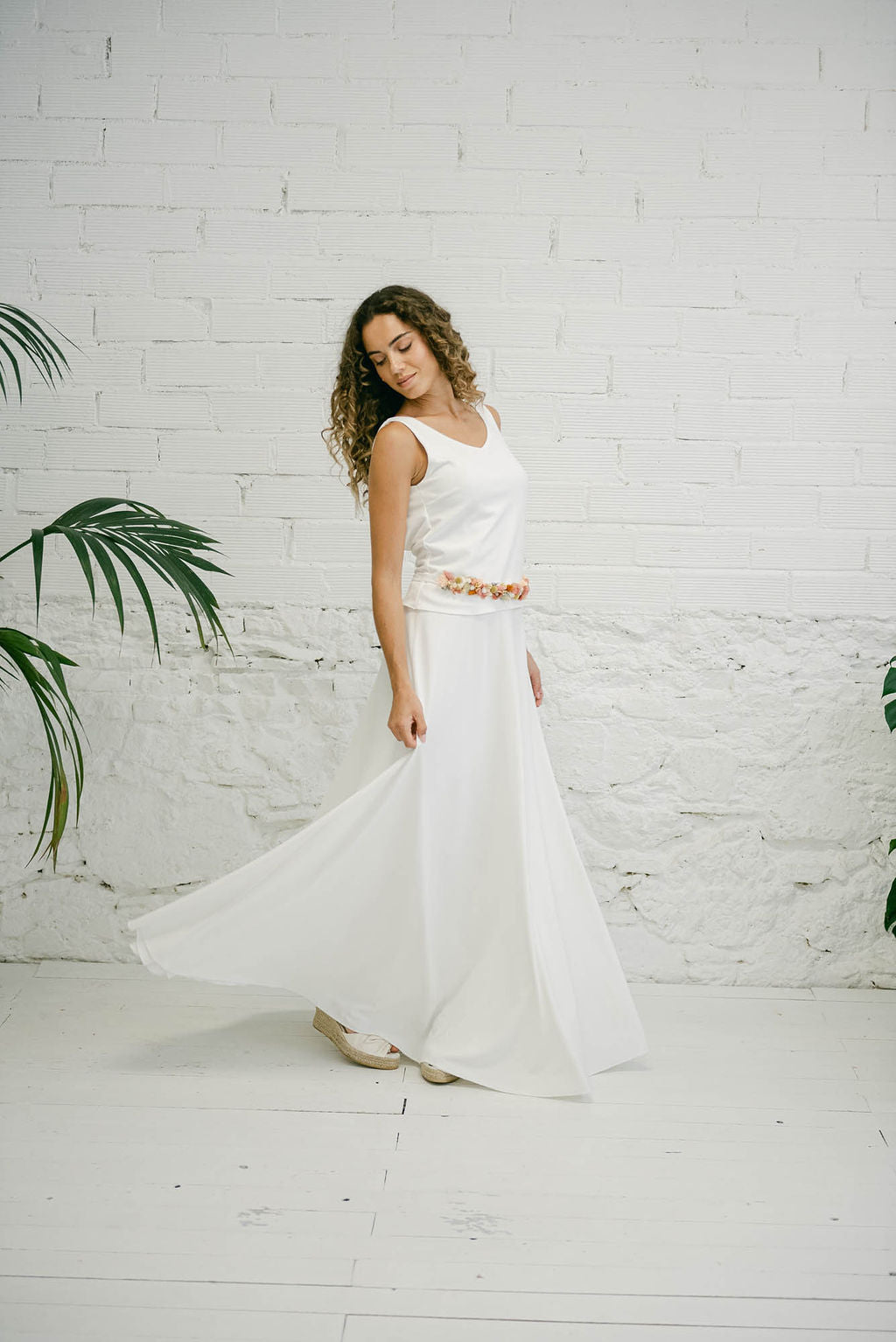 Wedding Dress with Back Cut-Out Top and Long Voluminous Skirt