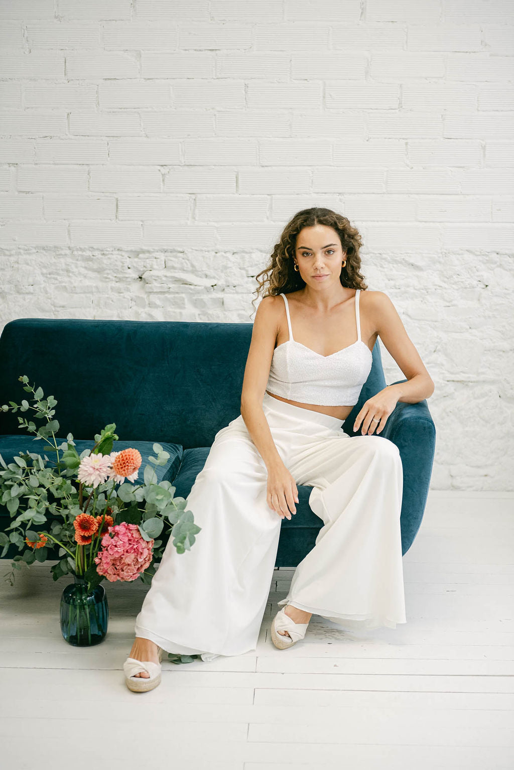 Wedding Dress with Strappy Top and Elegant Palazzo Pants